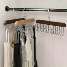3 件装木质衣架，带 8 个挂钩，节省空间，多功能重型 360° 旋转衣柜收纳架，适用于背心、泳装、胸罩、围巾、帽子、腰带、理想的家居摆件，适合摆放裤子、鞋子、牛仔裤、靴子、裙子、春季、简约、夏季上衣 - 彩色 - 查看 4