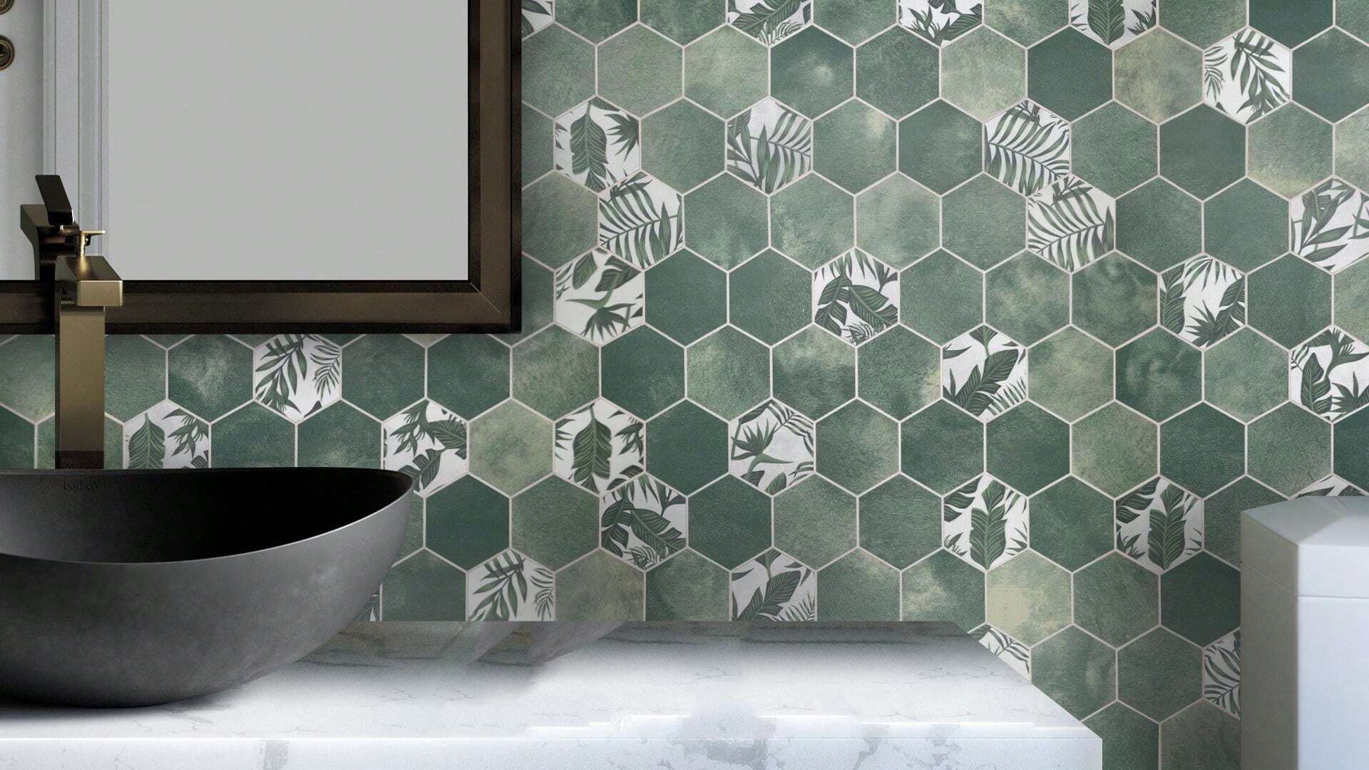 10Sheet Peel And Stick Backsplash Hexagon Stick On Tile, Cement