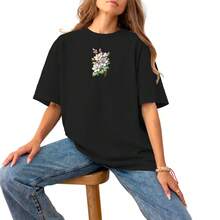 Women's Cotton Casual Blouse With Small Logo Print Comfortable Stylish - màu đen - Xem 1