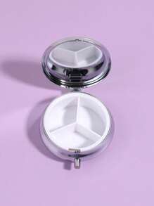 1 件花卉图案可折叠药品收纳盒，薄荷绿不锈钢圆形药丸分配盒，适用于户外、便携式配件收纳 - 薄荷綠 - 查看 4