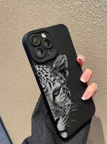1 pièce Étui de téléphone antichute doux avec motif léopard compatible avec iPhone