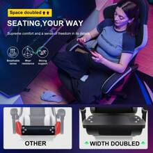 Fabric Gaming Chair With Footrest, Computer Desk Chair With Pocket Spring Cushion, Home Office Chair Ergonomic High Back Support Lumbar Support Heavy Duty Wide - Black - View 9