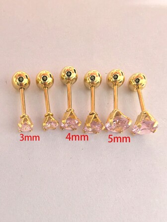 6 件/套女士不锈钢耳骨耳钉