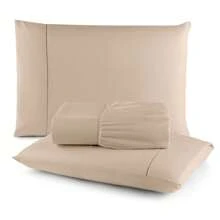 DOUBLE 3-Piece Sheet Set With Stick Stitch Finish 100% Polyester MicroPercal - Rượu sâm banh - Xem 1