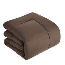 Reversible Luxury Down Alternative All-Season Solid Ultra-Soft Comforter By Sweet Home Collection, Machine Washable, Duvet Insert - màu nâu - Xem 3