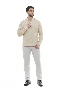 Men's 2-Piece KIT - Gray Fine Sports Twill Trousers And Beige Premium Linen Dress Shirt - Nhiều màu - Xem 6