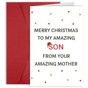 1 Stück lustige Weihnachtskarte für Sohn, Weihnachtskarte für Sohn, spezielles Weihnachtsgeschenk der Mutter für Sohn, coole Weihnachtskarte