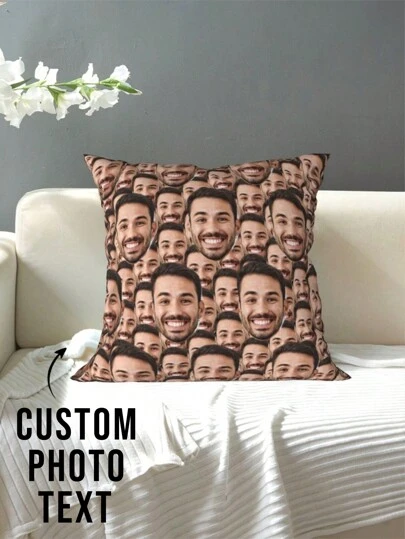 1pc Customized Photo Printed Pillowcase, Personalized Face Pillowcase, Single-Sided Printed Pillowcase, Suitable For Mother's Day, Father's Day, Thanksgiving, Teacher's Day, Etc. You Can Create Your Own Photo Pillowcase, Which Is An Excellent Gift For Family, Friends And Yourself, An Ideal Gift For Him Or Her, Suitable For Boyfriend, Girlfriend, Dad, Mom, And Family.
