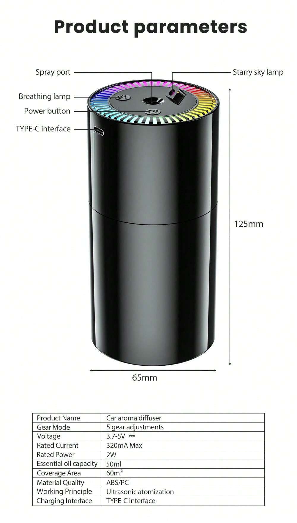 MultiFragrance 50ml Desktop Electric Air Freshener Fashionable Style