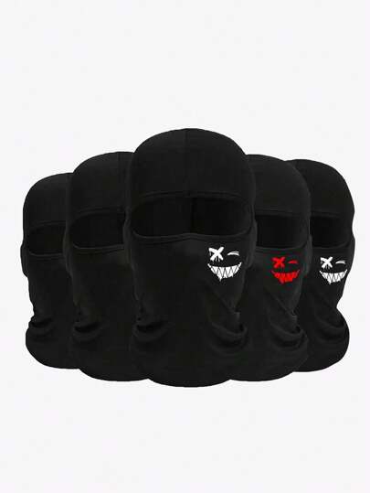 قناع خوذة أسود ملائم للاستخدام اليومي، السفر والخارجي، المشي لمسافات طويلة، ركوب الدراجات، الدراجات النارية، التزلج، التزحلق على الجليد، قطعة واحدة/قطعتين من نوع أحادي الجنس