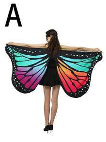 1 pieza Capa de Halloween Pequeña capa con alas de mariposa estampada Disfraz de alas de mariposa pequeñas para fiestas, bailes, Halloween