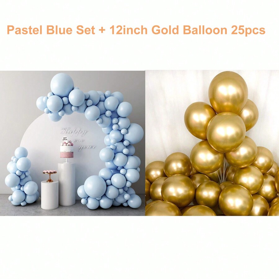Pastel Blue Party Balloons 5+12+18 Inches Assorted 3 Sizes 53pcs Summer