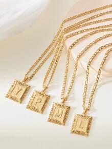 女士字母项链，大写CZ A-Z字母金项链，粗链项链，嘻哈风格首饰 - 金色 - 查看 4