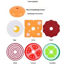 Wooden Realistic Hamburger Sandwich Stacking Toy Set, Food Cutting Play Kitchen Cookware Play Set, Christmas Gift For Kids - Hamburger Sandwich - View 6