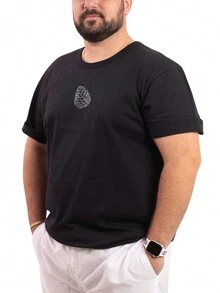 Men's Plus Size Set Journey T-Shirt 100% Cotton And Men's Gym Shorts Summer Casual - Đen/Hải quân - Xem 3