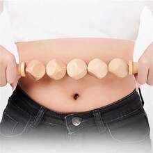 木制立方体按摩滚轮，家用手动按摩器，可按摩颈部、腿部和背部 - 卡其色 - 查看 1