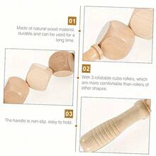 木制立方体按摩滚轮，家用手动按摩器，可按摩颈部、腿部和背部 - 卡其色 - 查看 4