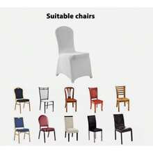 50Pcs Chair Covers Spandex Lycra Universal Slipcovers Dining Chair Cover Wedding Party - 50pcs White - View 4