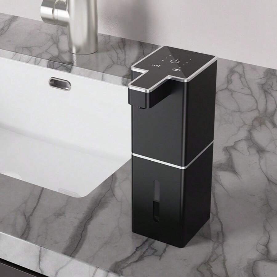 Nuevo dispensador de jabón líquido automático, negro - Adecuado para cocina, baño, hotel y lugar público, capacidad de 380ml, montaje en pared y encimera, sensor de movimiento, decoración del hogar y del baño, decoración de otoño, regreso a la escuela