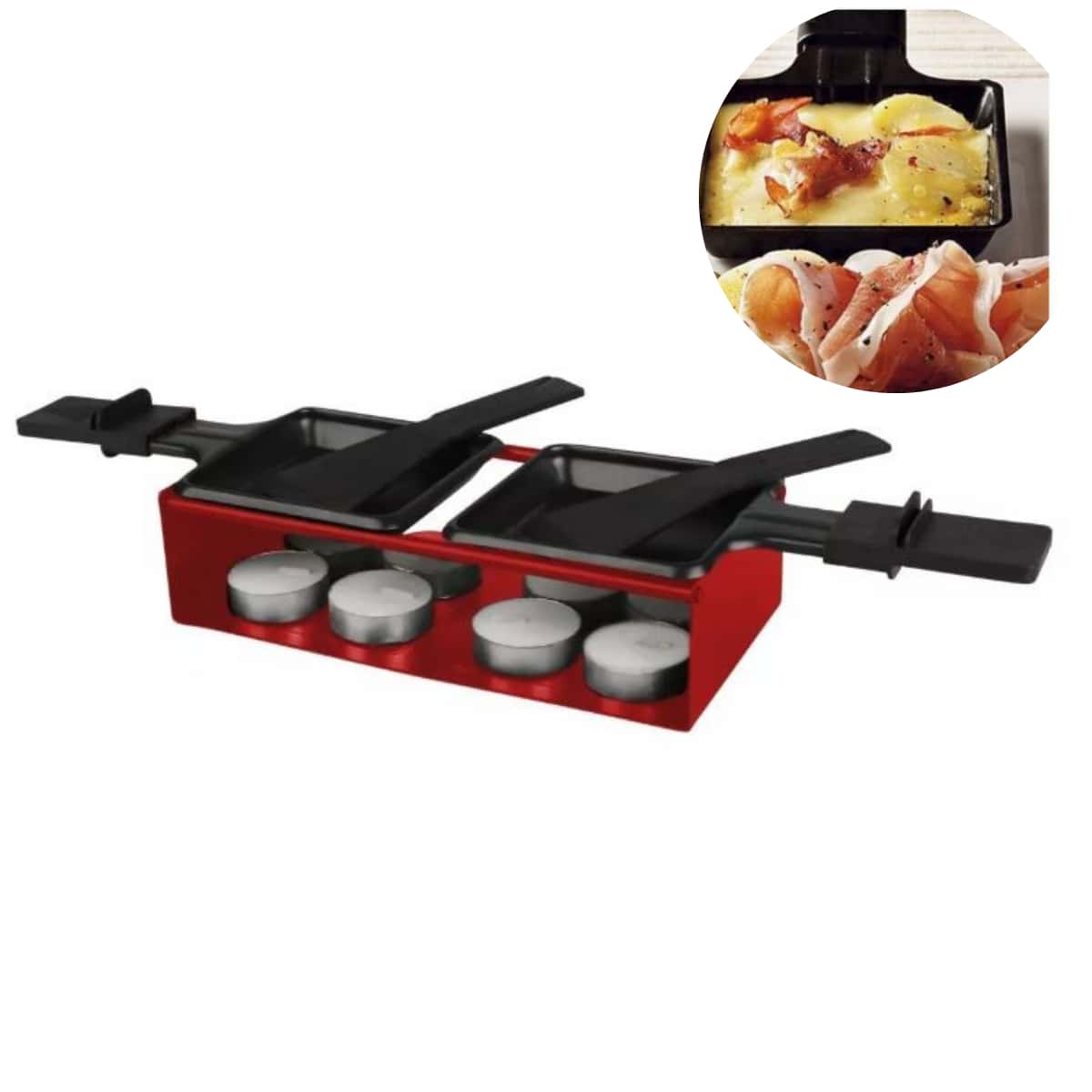 13-Piece Raclette Set Rechaud Cheese Melter Fondue Kit - 紅色 - 查看 1