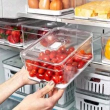 Kit 3 Rectangular Tall Food Storage Organizers With Lid - 無色 - 查看 2