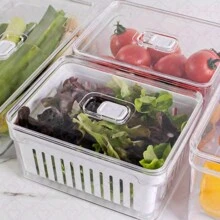 Kit 3 Rectangular Tall Food Storage Organizers With Lid - 無色 - 查看 3