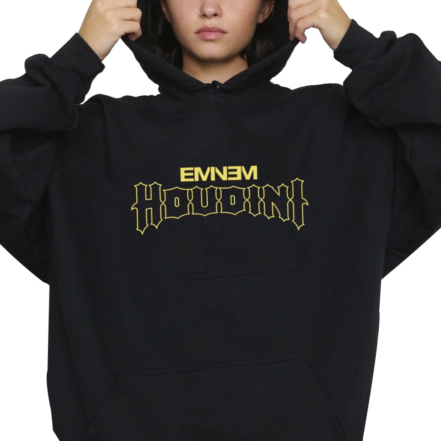Men's Hoodie Eminem Houdini Rap Street Urban Fashion - 黑色 - 查看 1