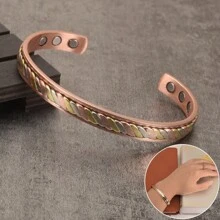 Twisted Pure Copper Magnetic Bracelets Handmade Braided Benefits Adjustable Open Cuff Bangles Women 8.3mm Wide Health Energy Jewelry - Handmade Twisted - View 12