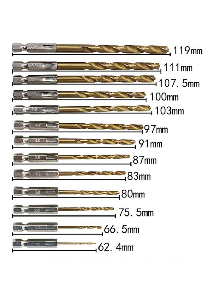 13pcs Hexagonal Handle Fried Dough Twists Drill Large And Small High