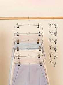 1 件装多层衣架裙架带 12 个夹子节省空间服装收纳架衣架衣柜折叠裤子和裙子衣架裙子鞋子牛仔裤靴子裙子、春季、极简主义、夏季上衣 - 彩色 - 查看 8