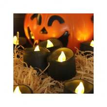 12 件 LED 电子蜡烛 黑色无焰电池供电蜡烛灯 万圣节圣诞节婚礼派对装饰照明暖白色 - 黑色 - 查看 5