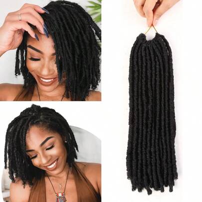 14-Inch 1B Color Pre-Looped Crochet Faux Locs, 1 Pack Soft Synthetic Braiding Hair Extensions
