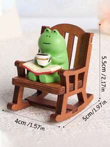 1pc Gentle & Warm Relaxing Cute Frog Figurine, Home Decor For Bedroom, Office, Living Room, Birthday Gift, Back To School - Multicolor - View 5