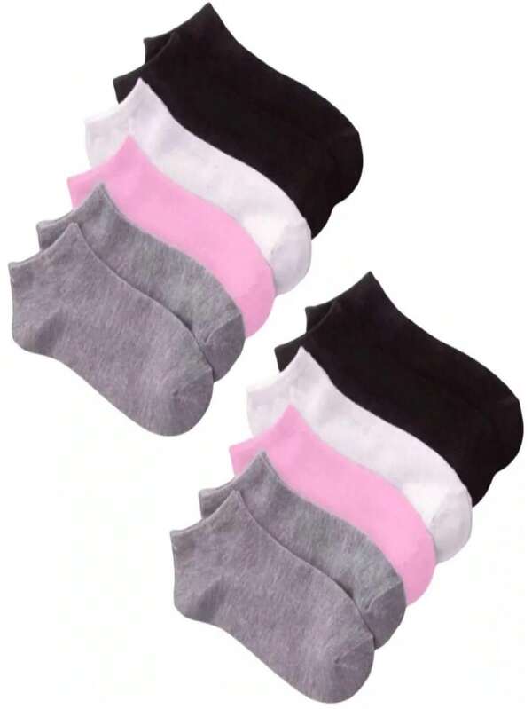 Kit Meias 18 Pares Soquete Cano Curto Sem Estampa Feminina