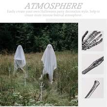 Decoración de Halloween con manos humanas realistas en dorado, plateado, blanco y negro - 32 x 6 cm - Plateado - Ver 8