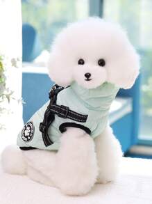 3 层加厚保暖宠物夹克带牵引绳，防水面料，适合秋冬季贵宾犬、泰迪犬、约克夏犬等中小型犬，4 种颜色可选