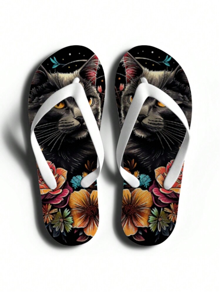 Customized Women's Flip Flops, 3D Printed Photo Personalized Thong Sandals, Comfortable For Indoor, Outdoor, Beach, Home, Gift For Lover, Mother, Father, Fiancee, Family, Friends, Siblings - White - View 6