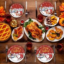 Christmas Paper Plates Napkins, Santa Claus Cake Dessert Dinner Plates For Merry Christmas Party Holiday Birthday Supplies Tableware Set, Disposable Paper Dinnerware Decoration Food Trays, Serves 24 Guests ﻿