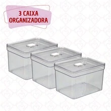 Kit 3 Rectangular Tall Food Storage Organizers With Lid - 無色 - 查看 1