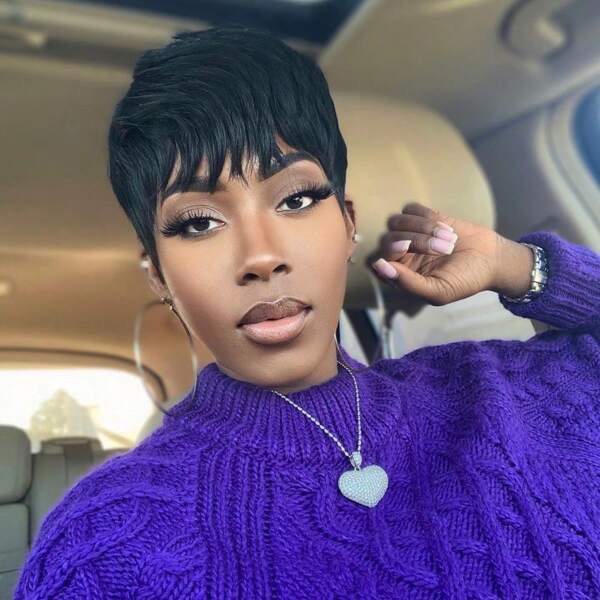 Pixie Cut Wig para mulheres Cabelo humano 1B Peruca curta para camadas Cabelo humano real Peruca preta Pixie para mulheres Nenhuma renda frontal Completa feita à máquina Pixie Haircut Wig para mulheres Perucas curtas Pixie sem cola para o dia dos namorados, uso diário