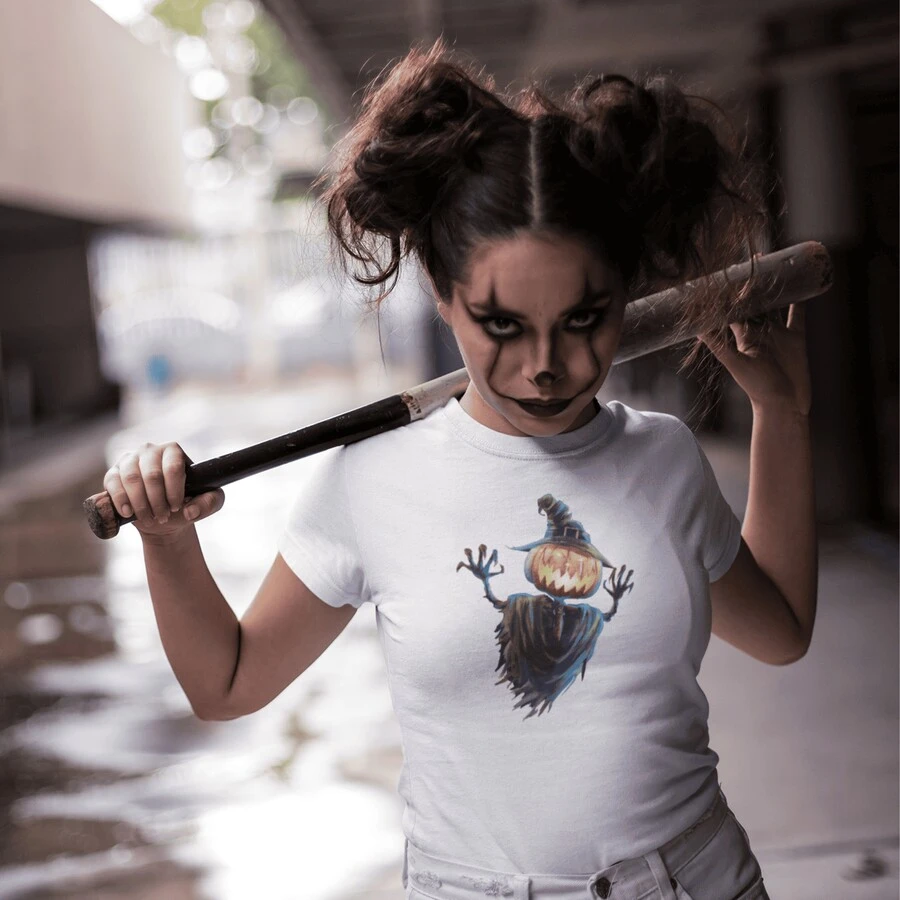 Women's Halloween Horror Scarecrow Costume T-Shirt - trắng - Xem 1