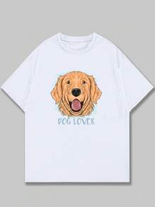Dog Love Print T-Shirt Men's Casual Cotton Comfort Premium Short Sleeve Shirt - 白色 - 查看 1