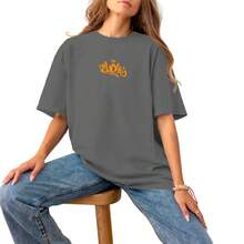 Women's Printed Cotton Blouse Fashion Slim Premium T-Shirt - 灰色 - 查看 1