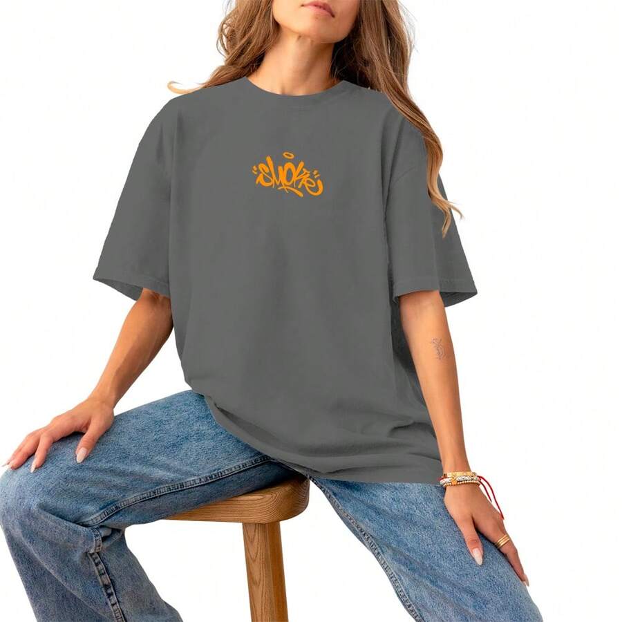 Women's Printed Cotton Blouse Fashion Slim Premium T-Shirt - 灰色 - 查看 1