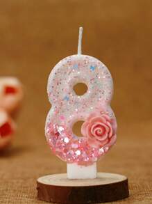 1支创意粉白渐变玫瑰花数字蜡烛，适用于生日蛋糕、派对及蛋糕装饰、房间装饰、礼物、生日蜡烛、生日装饰、生日快乐、蛋糕蜡烛、毕业典礼房间装饰 - 彩色 - 查看 17