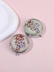 1 件花卉图案可折叠药品收纳盒，薄荷绿不锈钢圆形药丸分配盒，适用于户外、便携式配件收纳 - 薄荷綠 - 查看 10