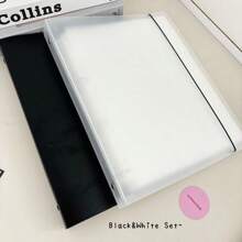A4 Size 900 Pockets Card Storage Book, Black/Clear Binder Collect Photo Album, Fit For 3 Inch Postcards, Loose Leaf Organizer Holder,School Supplies,Back To School - Black and White - View 10