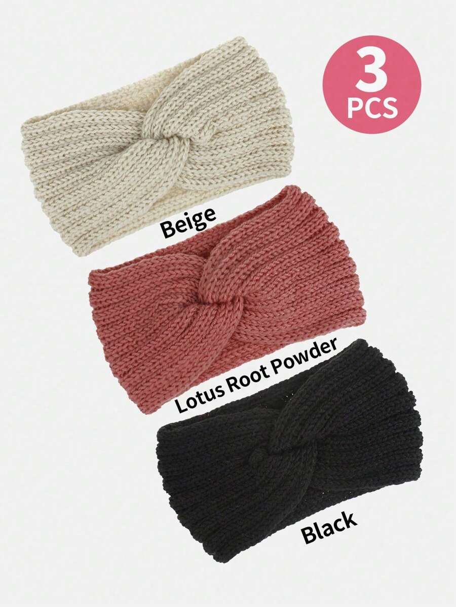 3 Pieces Chunky Knit Headbands Braided Winter Headbands Ear Warmers