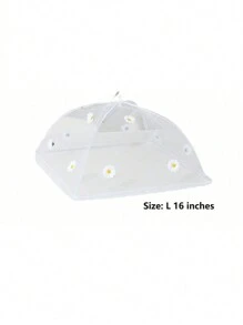 1pc Simple Foldable Square-Shaped Mesh Food Cover With 3D Flower Pattern, To Prevent Flies And Dust,Kitchen,Summer Beach Party,Food,Camping,Organizer,Room Decor,Kitchen Items.