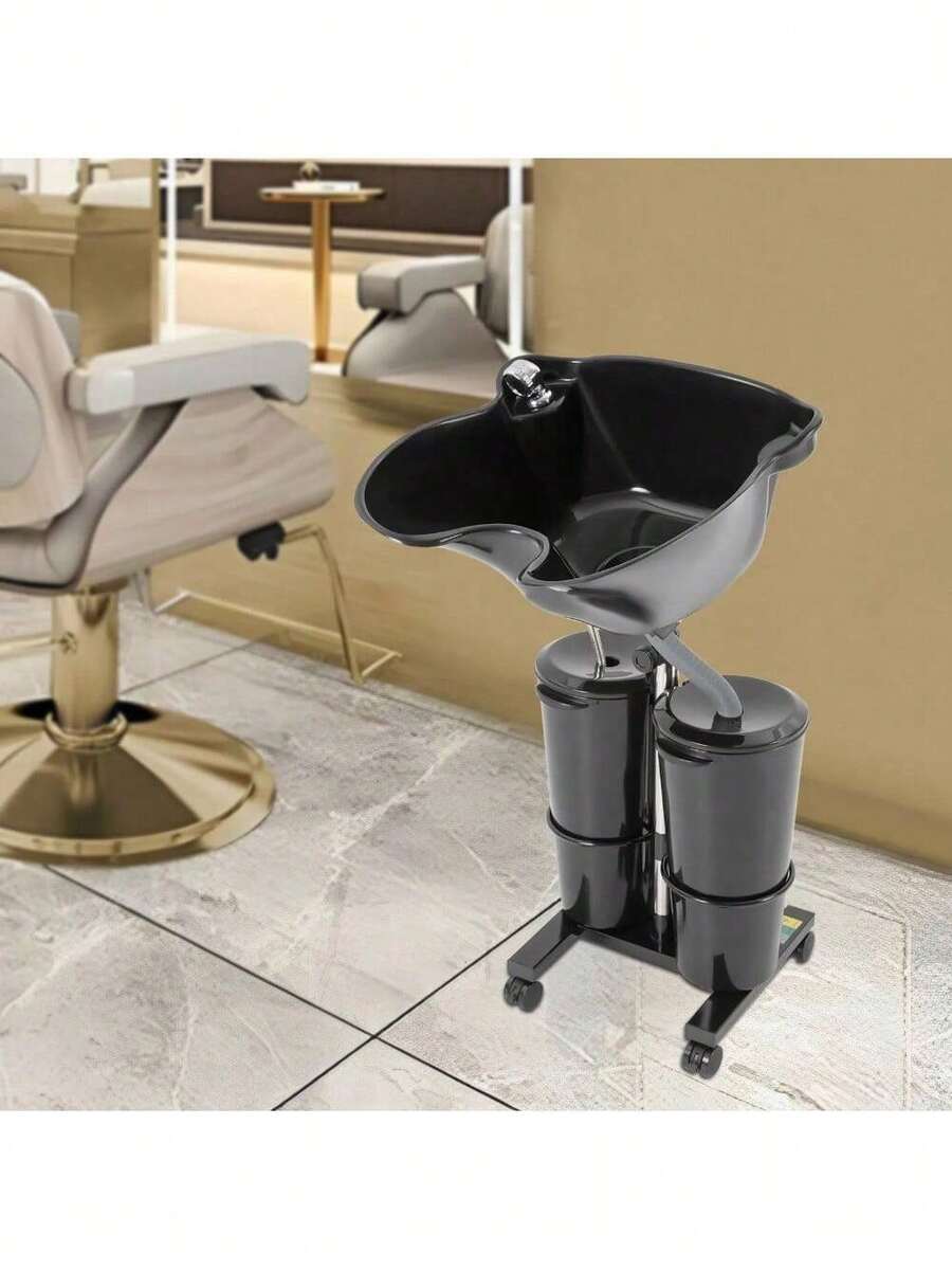 Tool Portable Plastic Shampoo Basin With 2 Water Buckets Free Standing